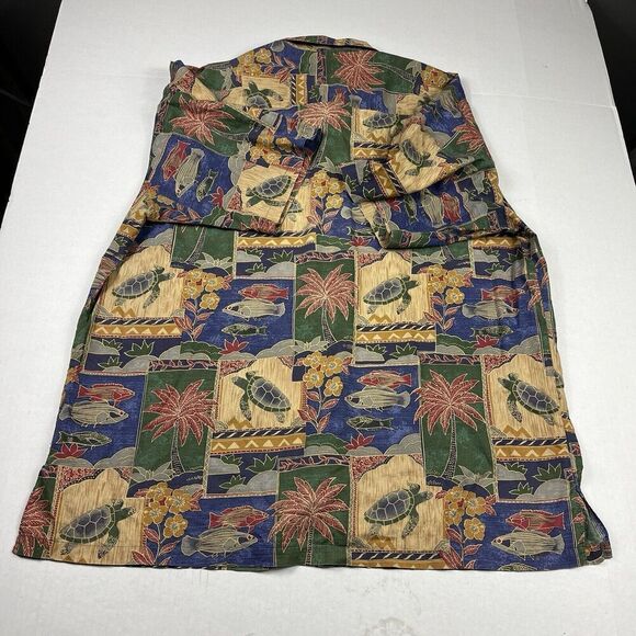 Tori Richard Mens Hawaiian Button Shirt Tropical Patchwork Short Sleeve Top XL - Picture 9 of 10